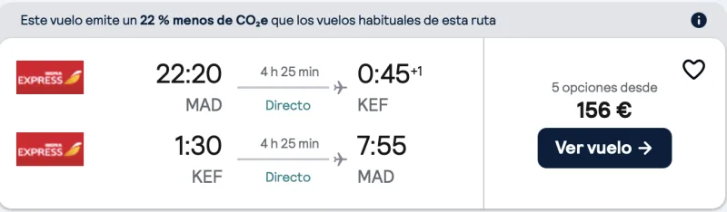 comprar vuelos baratos de madrid a Islandia