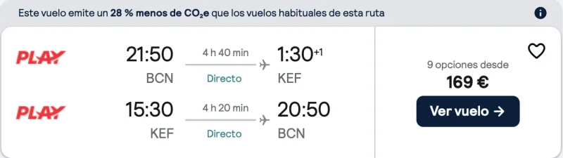 COMPRAR VUELOS BARATOS DE BARCELONA A ISLANDIA