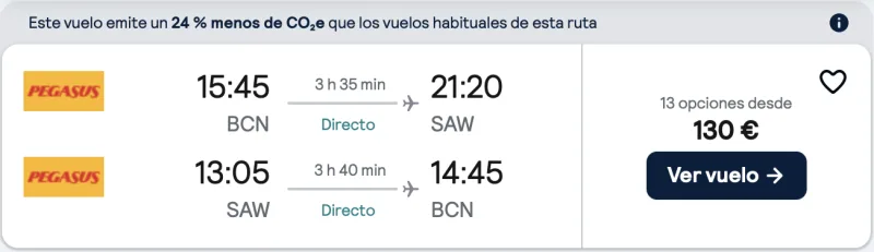 comprar vuelos baratos de Barcelona a Estambul