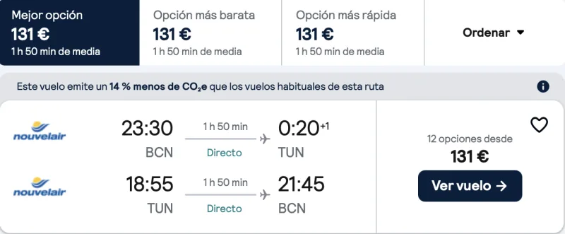 comprar vuelos baratos de barcelona a Túnez en semana santa