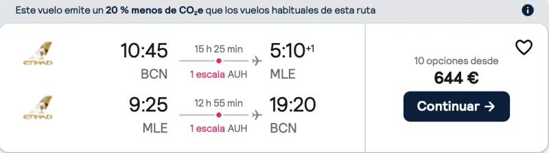 comprar vuelos baratos de Barcelona a maldivas