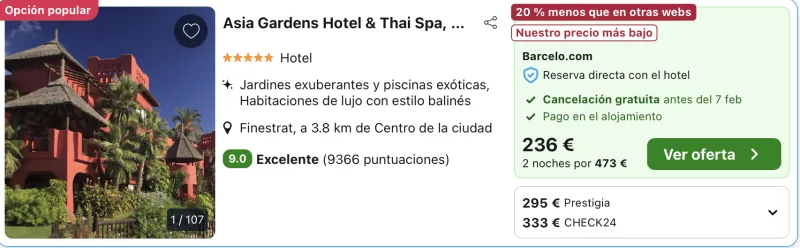 oferta hotel Asia gardens alicante