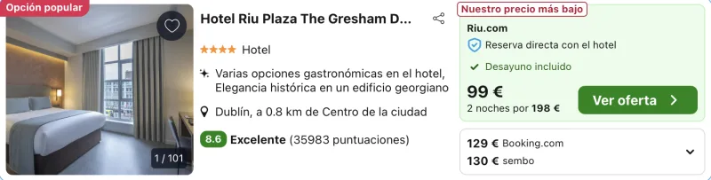 oferta hotel riu plaza Dublin