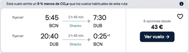 comprar vuelos baratos de barcelona a Dublin