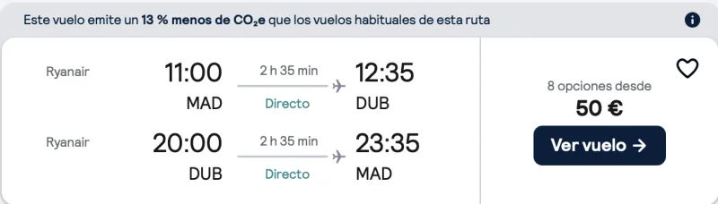 comprar vuelos baratos de madrid a Dublin