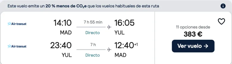 comprar vuelos baratos en verano de madrid a Montreal, Canada