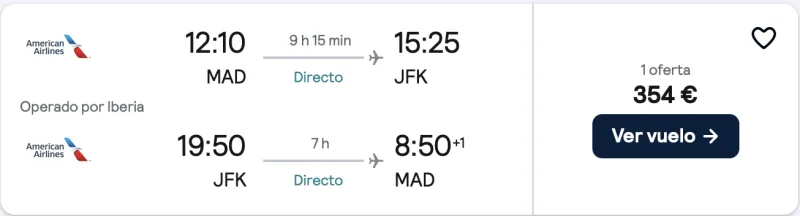 comprar vuelos baratos de madrid a Nueva York