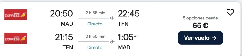 comprar vuelos baratos de madrid a tenerife