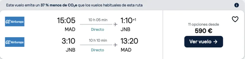 comprar vuelos baratos directos de madrid a Sudáfrica en verano
