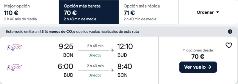 comprar vuelos baratos de barcelona a Budapest en fin de semana