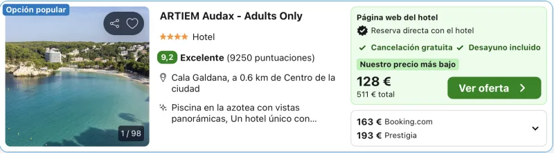 hotel solo adultos cala galdana, Menorca
