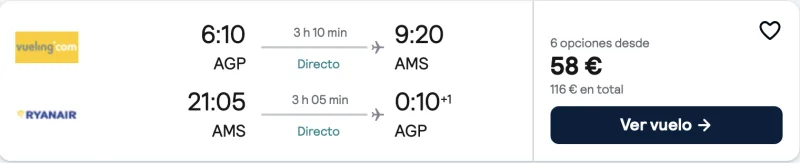 comprar vuelos baratos de malaga a amsterdam