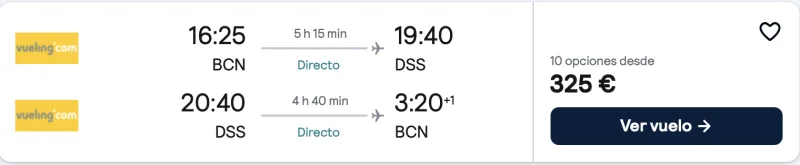 comprar vuelos baratos de barcelona a Senegal