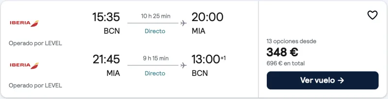 oferta vuelos a Miami en verano por 349 euros