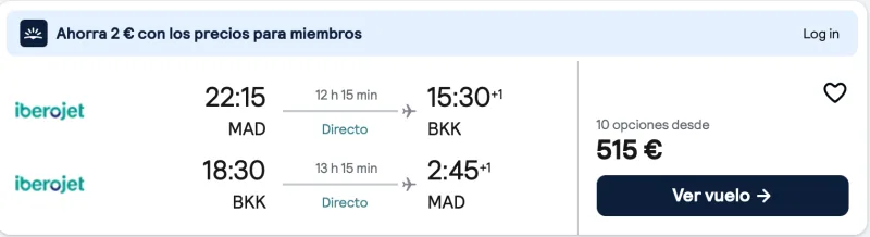 comprar vuelos baratos de madrid a Tailandia