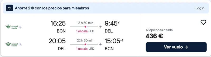 comprar vuelos baratos de barcelona a Delhi, india