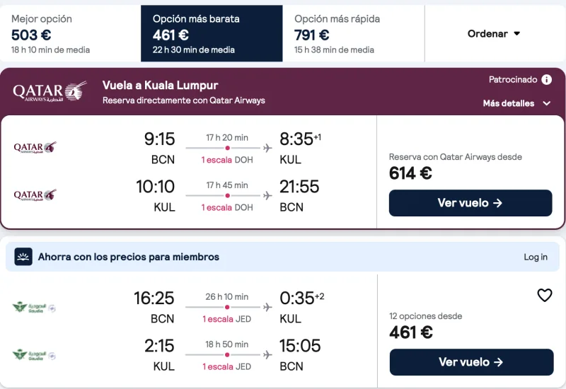 comprar vuelos baratos de barcelona a malasia
