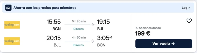 comprar vuelos baratos de barcelona a Gambia