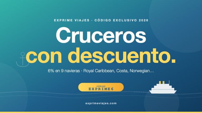 🚢 Descuento exclusivo cruceros 2026: 6% en Royal Caribbean, Costa, Norwegian y 6 navieras más
