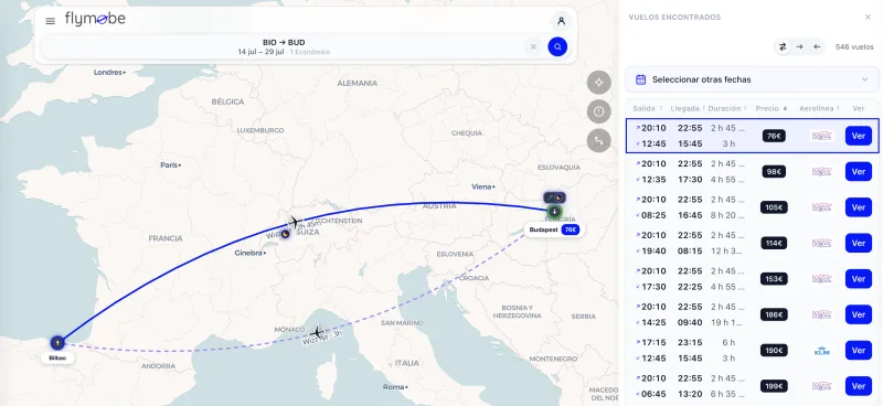 vuelos baratos de bilbao a Budapest en verano
