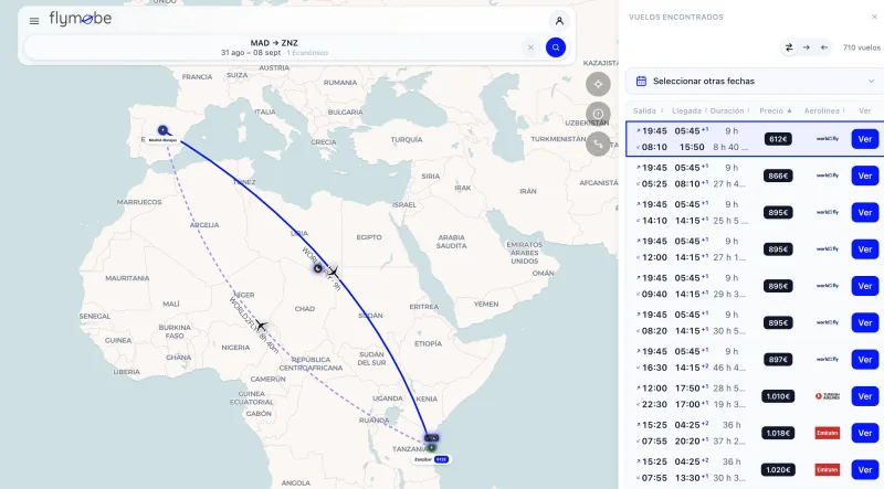 comprar vuelos baratos directos de madrid a zanzibar