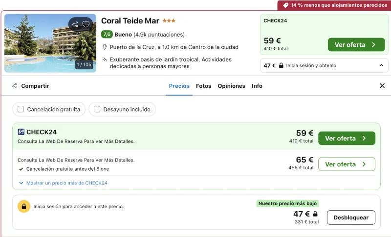 reservar hotel barato en tenerife
