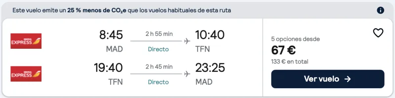 comprar vuelos baratos de madrid a tenerife
