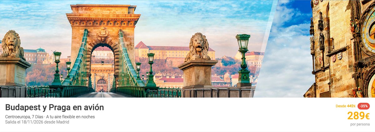Precio y descuento de Budapest y Praga en avión en Logitravel