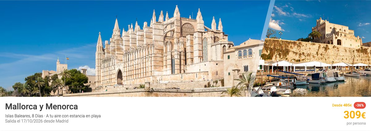 Precio y descuento de Mallorca y Menorca en Logitravel