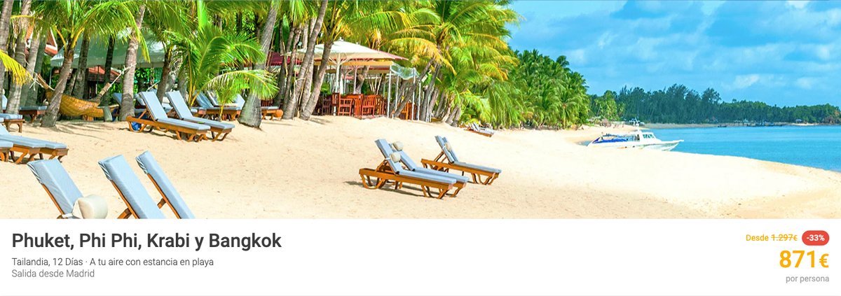 Precio y descuento de Phuket, Phi Phi, Krabi y Bangkok en Logitravel