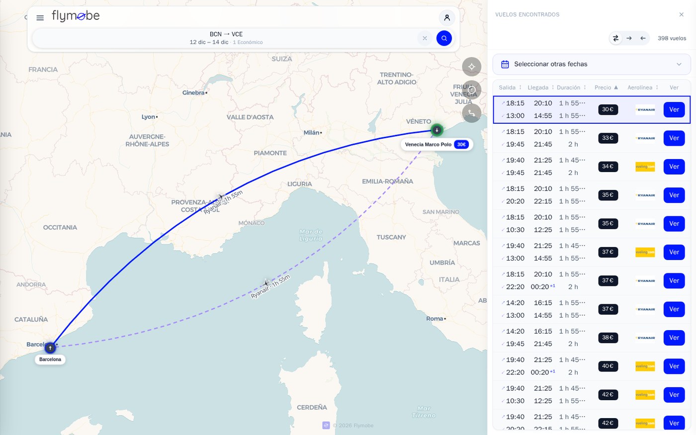 Vuelos de Barcelona a Venecia por 30 euros ida y vuelta, del 12 al 14 de diciembre
